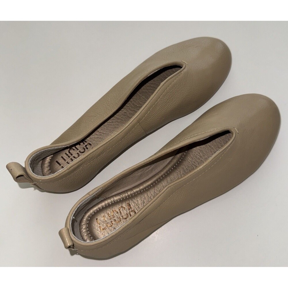 Women's Taupe Slip-On Leather Flats